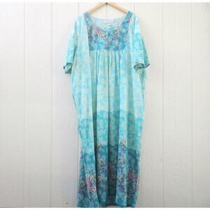 VTG Comfort Choice MuuMuu Maxi Kaftan House Dress 3X Lounge Boho Cottage Artsy